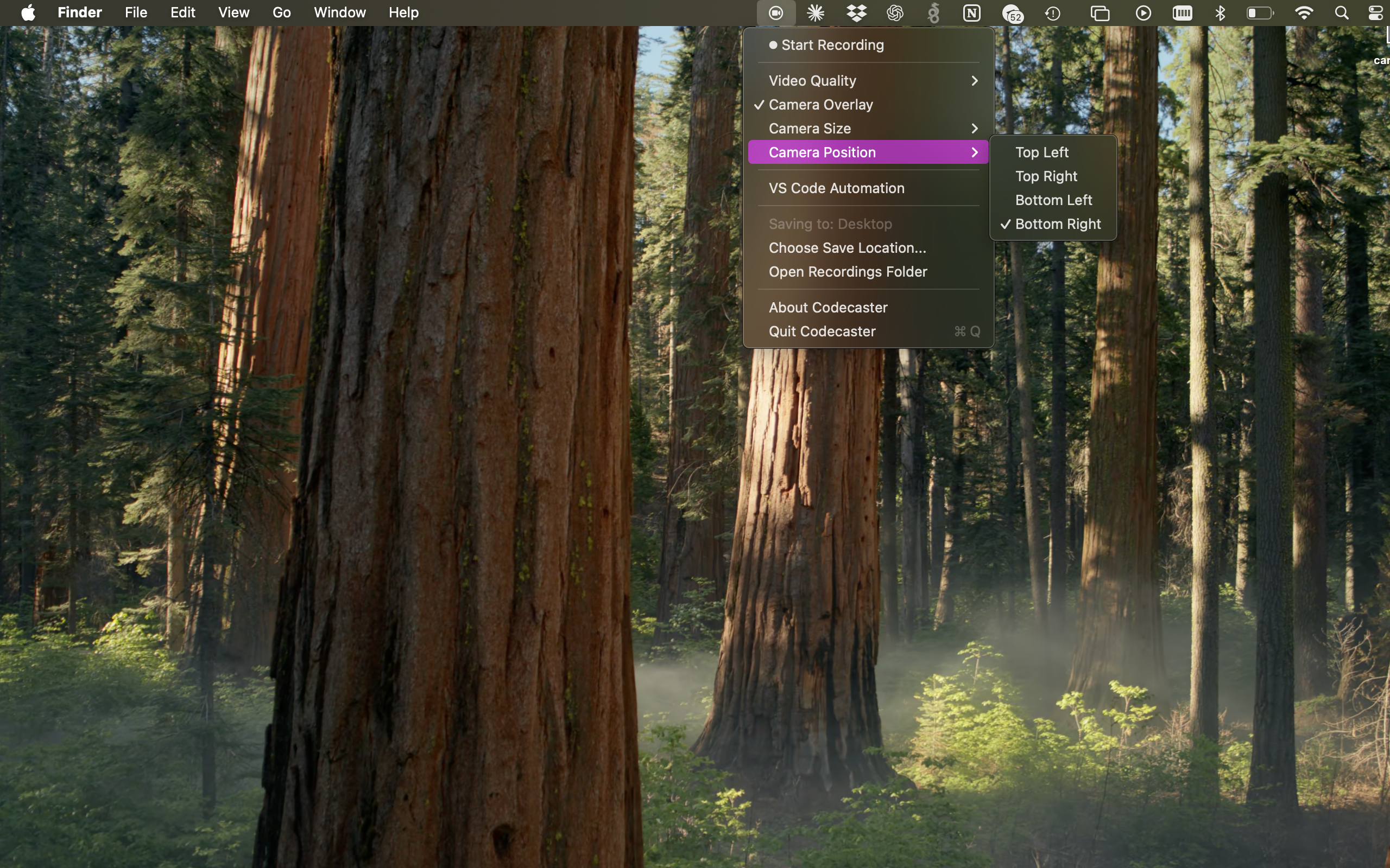 Camera Configuration Menu